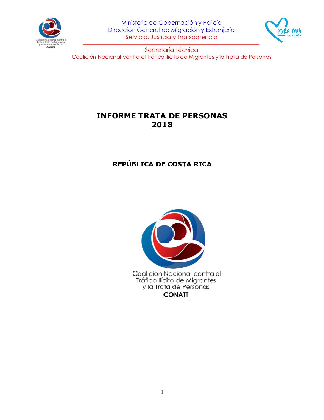 Informe Trata de Personas Costa Rica 2018