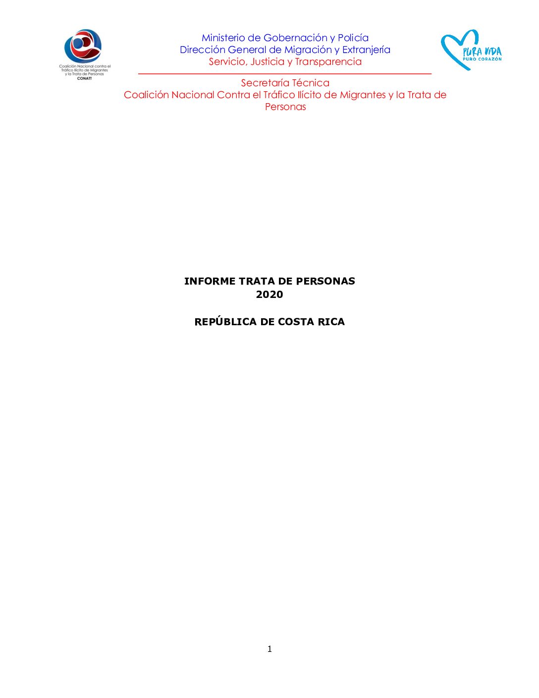 Informe Trata de Personas Costa Rica 2020