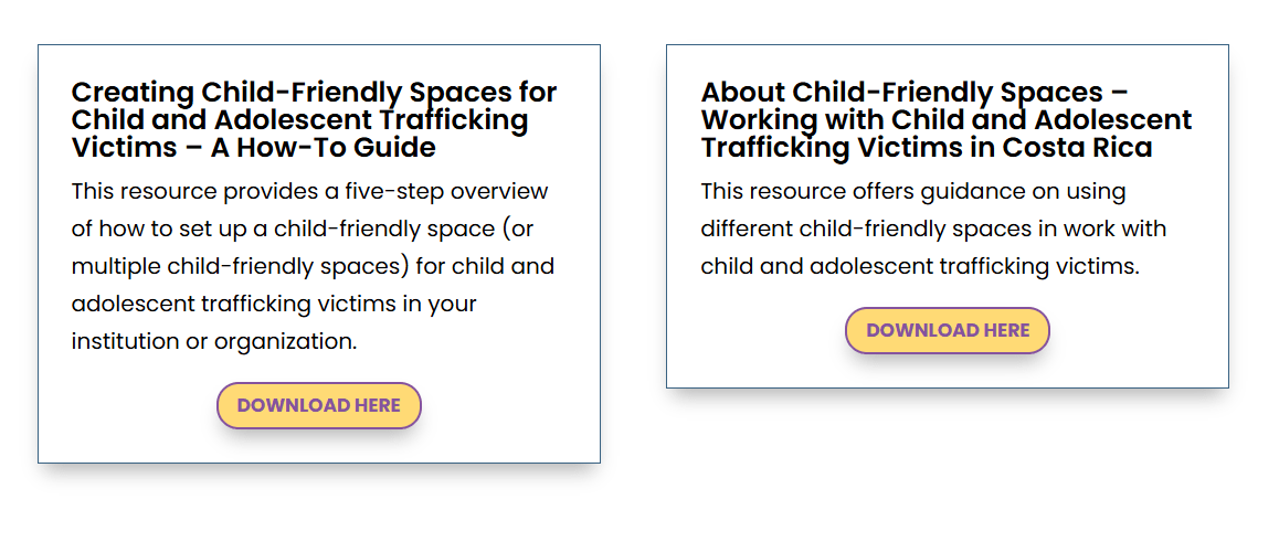 A screenshot of the Resource Library page of this website showing a table of resources including title, summary, language, tags, and download button.