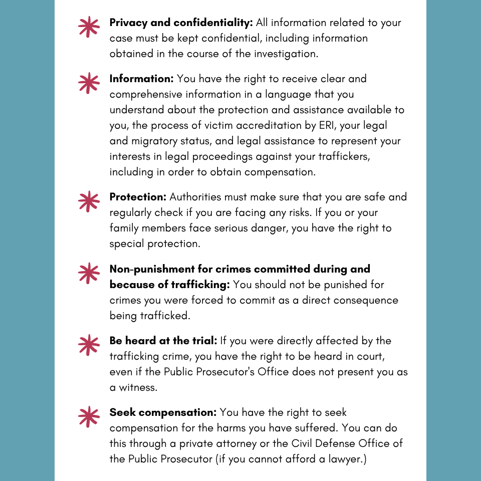 7 A pie chart of the three elements of the crime of Trafficking in Persons: Act, Means, and Purpose.