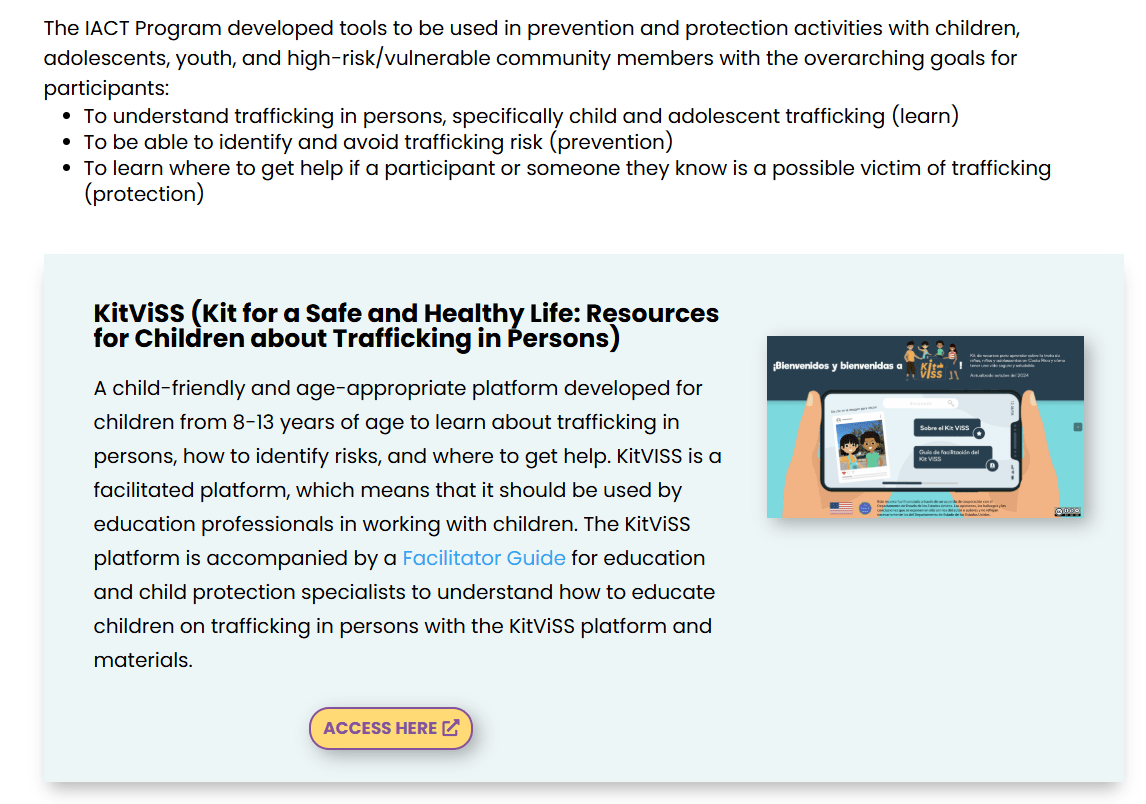 A screenshot of the Resource Library page of this website showing a table of resources including title, summary, language, tags, and download button.